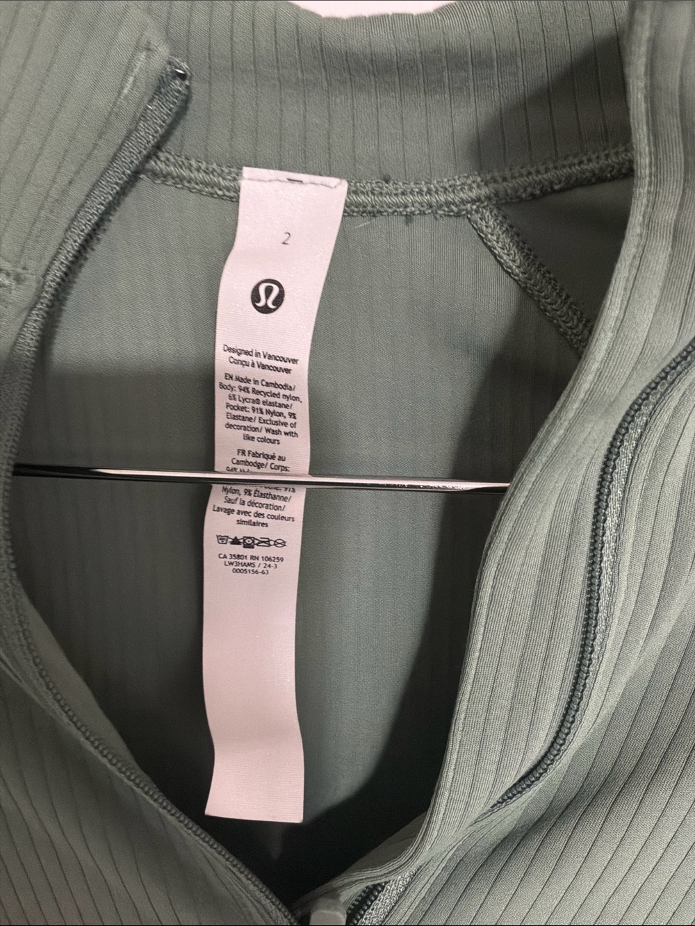 lululemon athletica Sage Green Long-Sleeve Half-Zip Crop Top - Picture 2 of 4